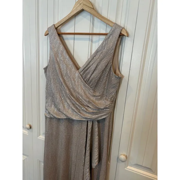 Oleg Cassini Gold Metallic Formal‎ Maxi Dress Size 14 - Image 3
