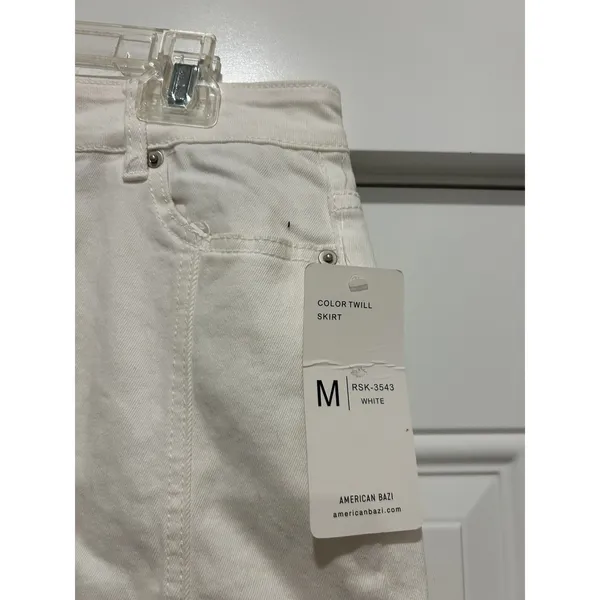 Western Fringe White denim Mini Skirt size Medium Boho Festival Country Concert - Image 2