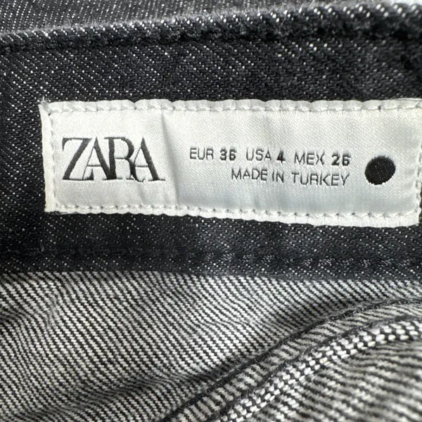 Zara Jeans Wide Leg High Rise Womens 4 Black Denim Pants Grunge Streetwear - Image 3