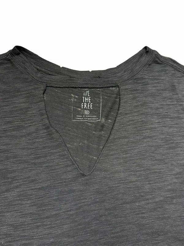 Free People Jordan Tee Carbon Black Cutout V Neck Distressed Slouchy T Shirt M - Image 6