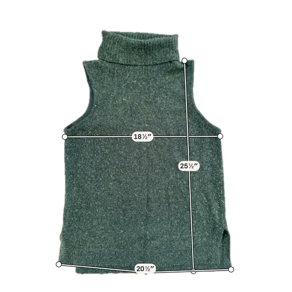 J.Crew Mercantile Sweater Women L Green Good Marled Wool Blend Turtleneck Vest - Image 7