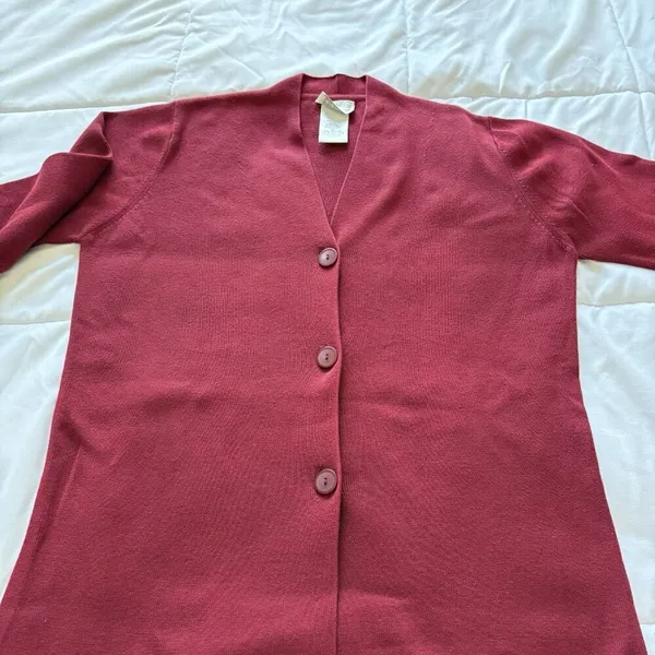 Vintage Womens‎ Medium Red Cardigan Sweater 100% Cotton Button Down Fall Autumn - Image 6