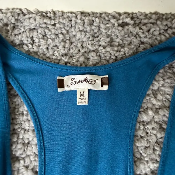 Sweetees Teal Blue Studded Hem Racerback Empire Waist Maxi Dress Womens Medium - Image 3