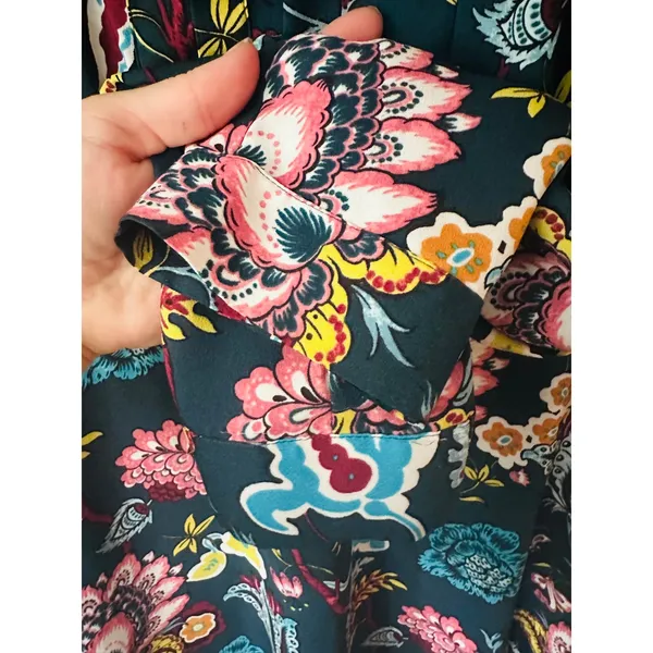 Ann Taylor LOFT Dress Womens 10T Tall Teal Green Floral Paisley Henley Shift - Image 4