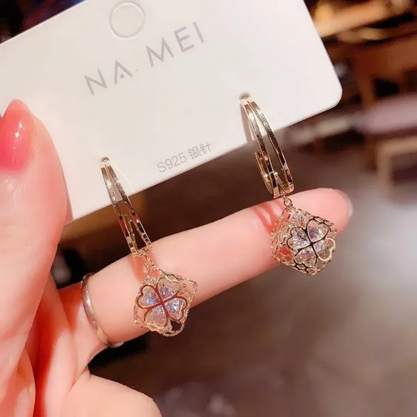 18K Gold Plated Crystal Flower Drop Dangle Earrings for Women - Image 3