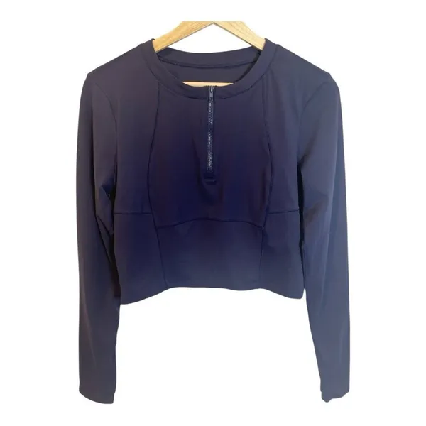 HALARA SoftlyZero™ Plush Half Zip Long Sleeve Large Thumb Hole Cropped Golf Top - Image 2