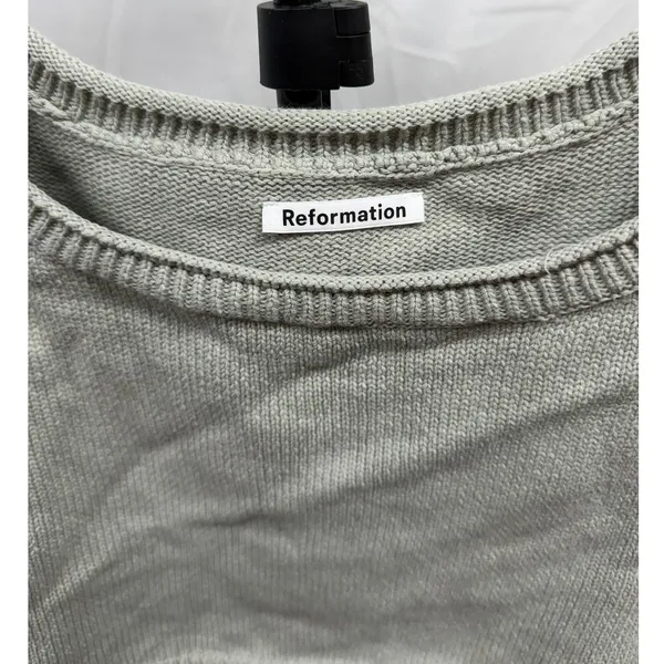 Reformation Women's Grey Knit Scoop Neck Organic Cotton Cropped Tank‎ XL - Image 2