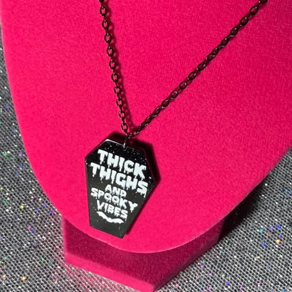 Handmade Thick Thighs and Spooky Vibes Necklace Gothic Jewelry Halloween witchy emo goth - Image 7