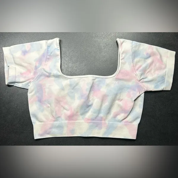 Oh Polly Bo+Tee Size S Limited Edition Seamless Plunge Tie Dye Crop Top - Image 2