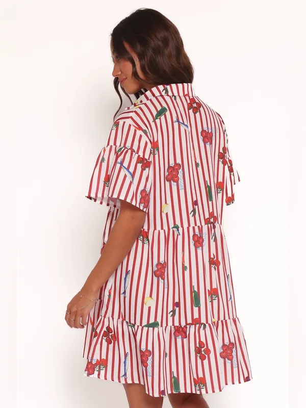 Petal & Pup Peachy Mini Dress in Red Picnic Stripe L - Image 5