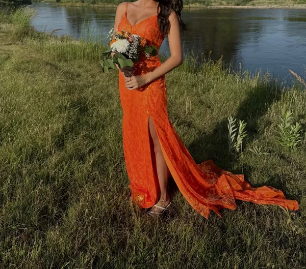 Orange prom dress Size XS - Image 2