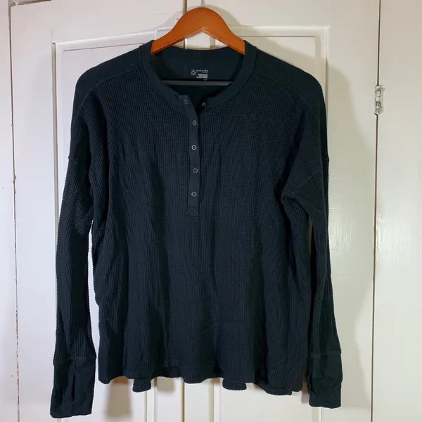 OFFLINE by Aerie‎ Waffle Knit Henley Top Long Sleeve Thumb Hole Small Cozy - Image 3