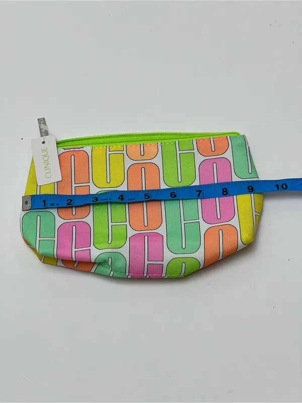 Clinique Neon Green-Zip Multicolor Logo Pouch - Image 3