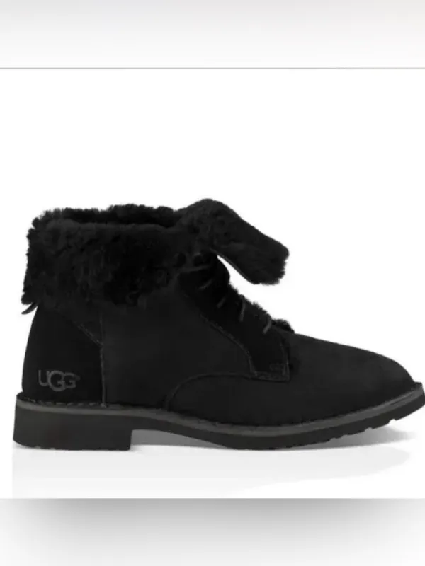 UGG Quincy Combat Boots Black Women’s Size 5 NIB Sheepskin Sold Out $170 Retail - Image 5