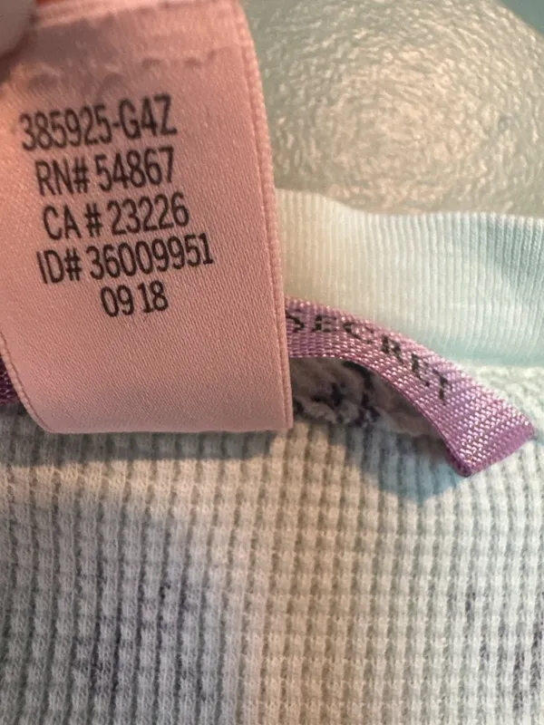 Victoria's Secret Waffle Knit Pajama set M Green Logo Soft Coquette - Image 5