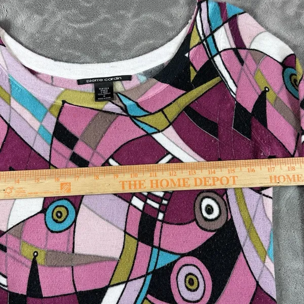 Pierre Cardin Colorful Retro Artsy Sweater Womens Medium Y2K Festival 90s VTG - Image 4
