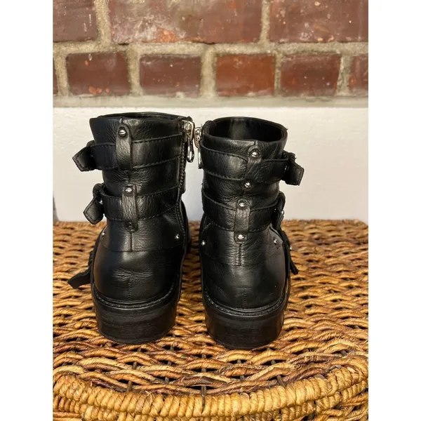 Dolce Vita Kiera Black Leather Moto Harness Ankle Boots Size 8 - Image 7