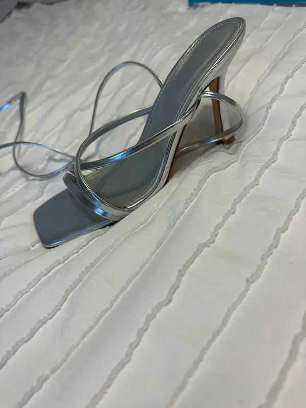 Silver Wrap Heels Size 7 - Image 3