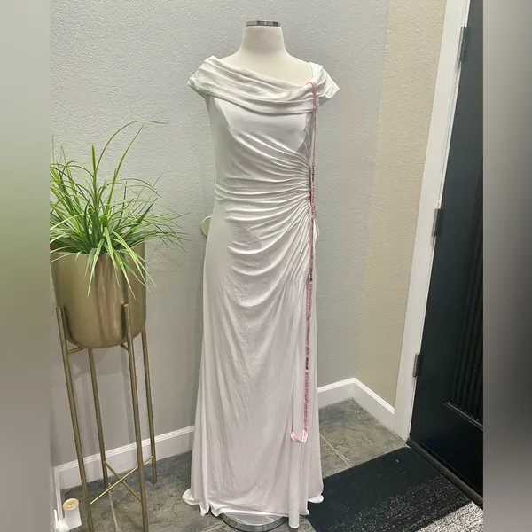 NWT Ieena Mac Duggal‎ #26517 Foldover Off the Shoulder Gown With Slit Sz 10 $358 - Image 5