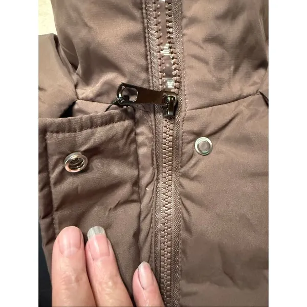 Go.G.G Classic Hooded Long Puffer Jacket Coffee Sz S NWT - Image 5