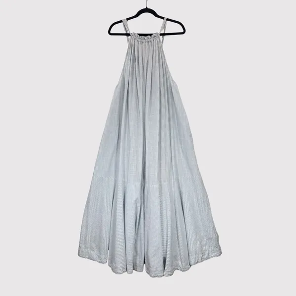 Free People Maxi Dress Blue Paradise and Back Striped Tasseled Flowy Boho Small - Image 3
