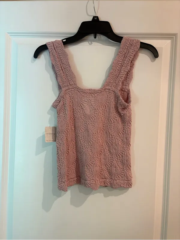 Free People Dusty Rose Textured Square-Neck Tank - Image 4