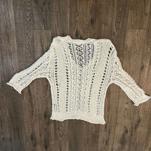 Pol Women’s Crochet Top Large‎ Cover Up Oversized Flawed - Image 2