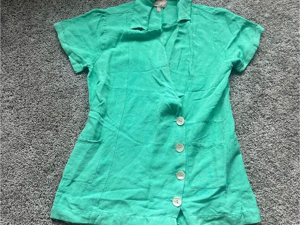 Show Me Your MuMu Green Short-Sleeve Bicoastal Linen Blazer Romper - Image 2
