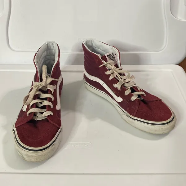 Vans Off the Wall Burgundy High Top Suede Skate Sneakers women’s size 8 - Image 2