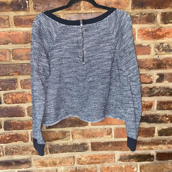 Mossimo Supply Co Black White Knit Back-Zip Sweatshirt Women's Size XL - Image 5