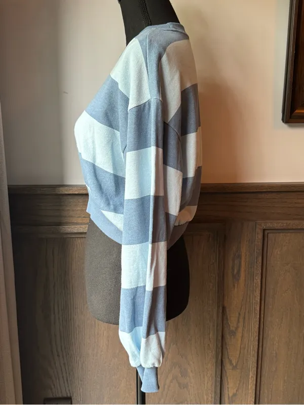 Strawberry Shortcake Blue Stripe Cropped Sweater xxs - Image 3