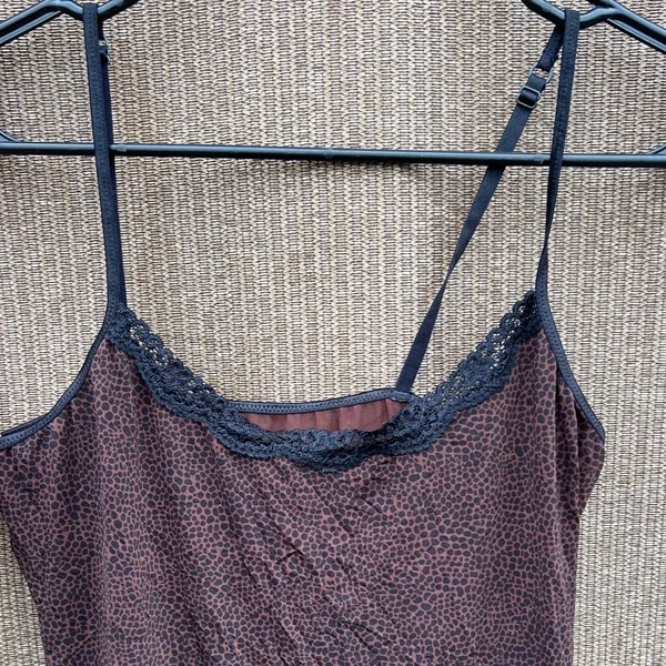 Animal Print LaceTrim Adjustable Spaghetti Strap Lounge Sleep Tank L - Image 7