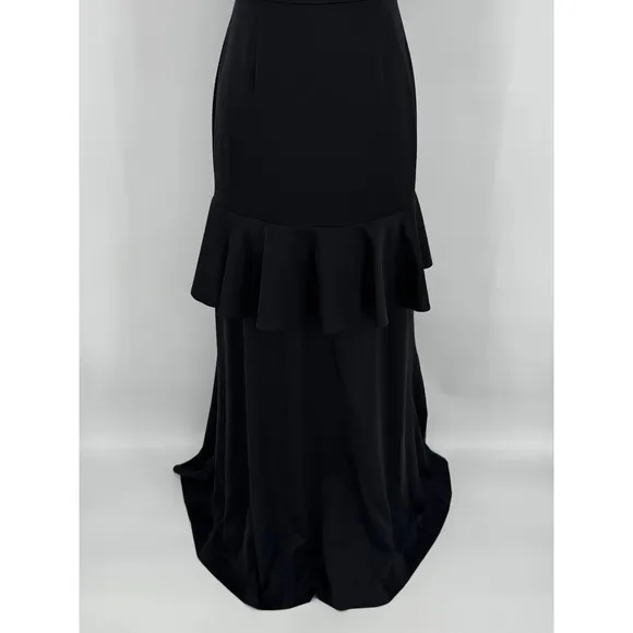 Lovers‎ + Friends Maxi Gown Dress Small Black Ruffle Strapless Formal Pencil - Image 3