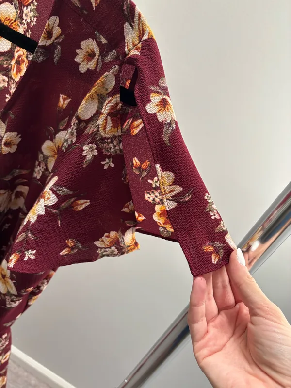 Apt. 9 Burgundy Floral Flutter Sleeve Jumpsuit with Belt - Image 9