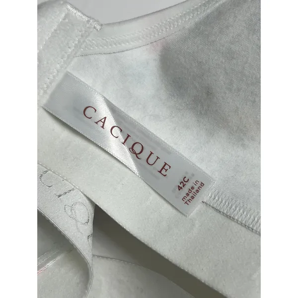 Cacique Floral Wireless Bra 42C Full Coverage Unlined No Wire Comfort Bra White - Image 4