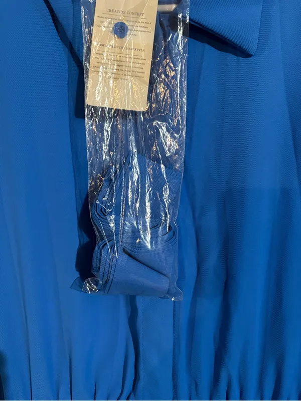 Fashion Belted Jumpsuit | Size: Medium Blue - Image 4