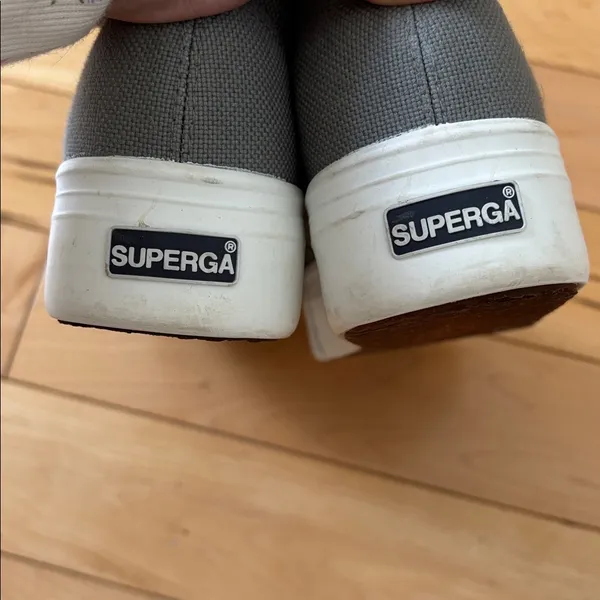 Superga Gray Canvas Platform Sneakers - Image 9