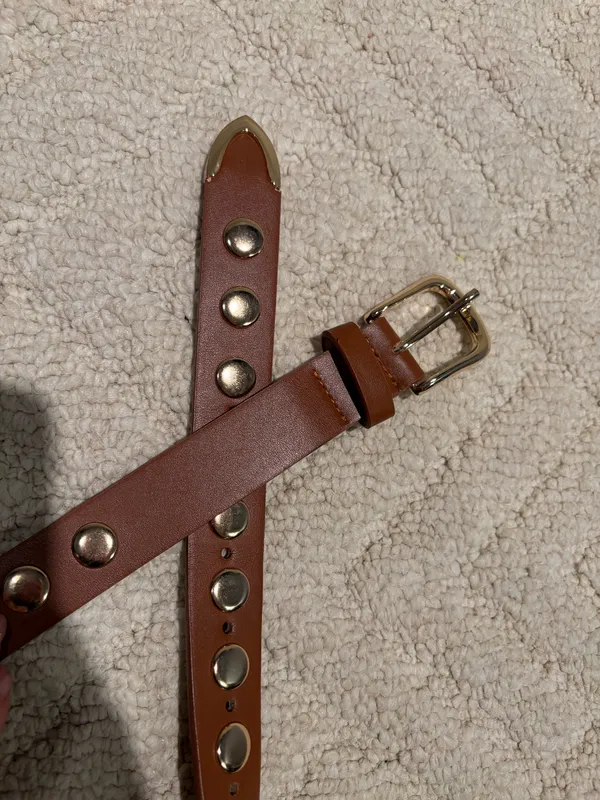 Brown Gold Studded Statement Belt Western Boho - Image 3
