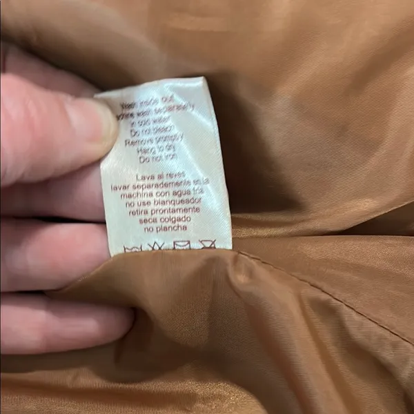 Tan Leather Motorcycle Jacket with Zipper Closure Size M - Image 6