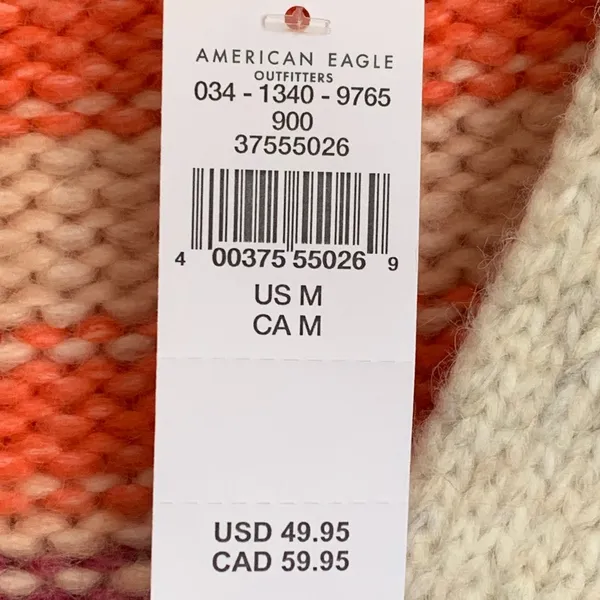 NWT American Eagle Colorblock Striped Wool Blend Knit‎ Cardigan in Cream - Image 8