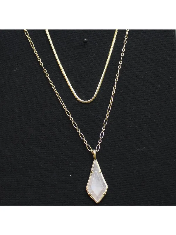 NWT Kendra Scott Teardrop Pendant Flat Chain Necklace Gold Yellow 22.5" - Image 2