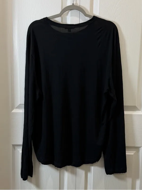 James Perse Black Long-Sleeve Crewneck Shirt Size 3 (Large/XL) - Image 2