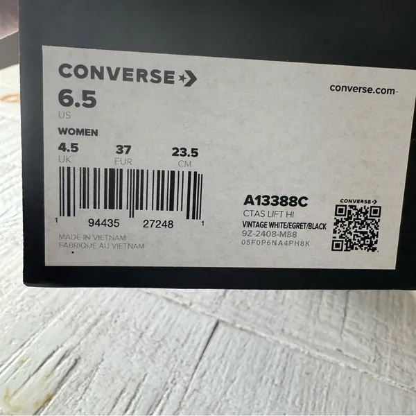Converse All Star Chuck Taylor Hi Lift size 6.5 Vintage White Leather Ruffle - Image 12