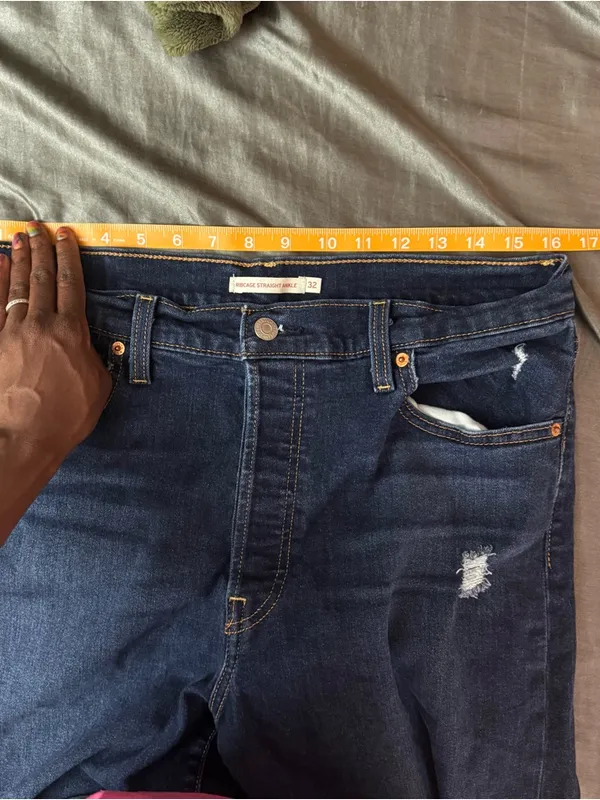 Levi’s women’s ribcage straight ankle jeans distressed dark wash plus size 32 - Image 10