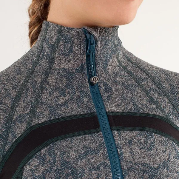 Lululemon Define Jacket Brushed Alberta Lake Teal Rose Herringbone Sz 2 - Image 2