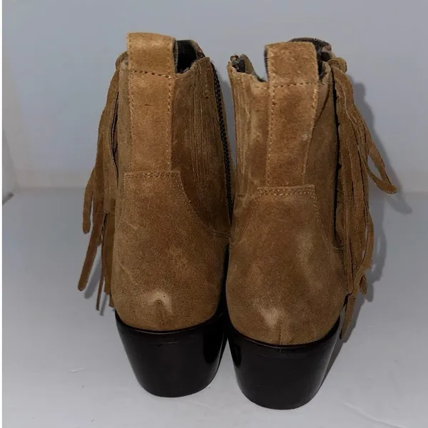 NWOT Donald Pliner MONA Brown‎ Suede Fringe Ankle Booties 9M Side Zip Leather - Image 4