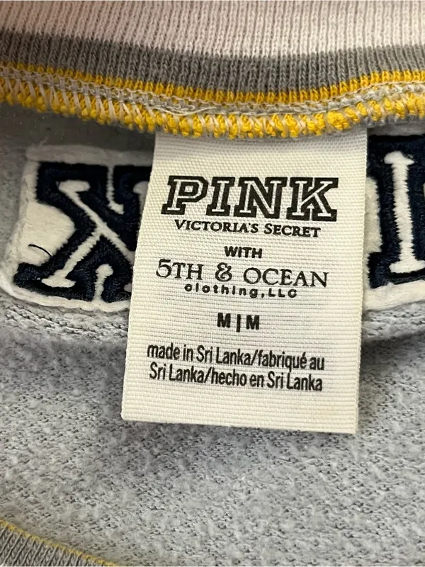 PINK Victoria’s Secret U.S. Navy Oversized Sweatshirt Navy Gray Yellow M - Image 5