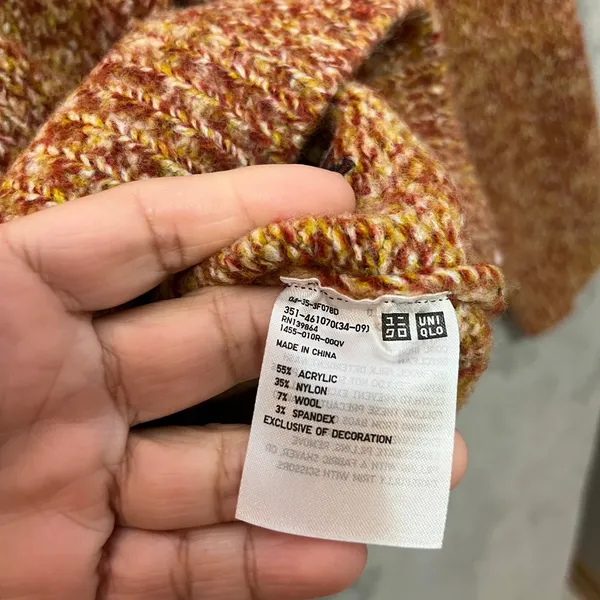 J.W. Anderson Uniqlo Cozy Marled Orange Mock Neck Knit Sweater Wool Oversized LG - Image 7