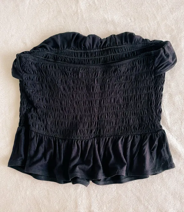 Strapless Black Ruffle Top Size L - Image 2
