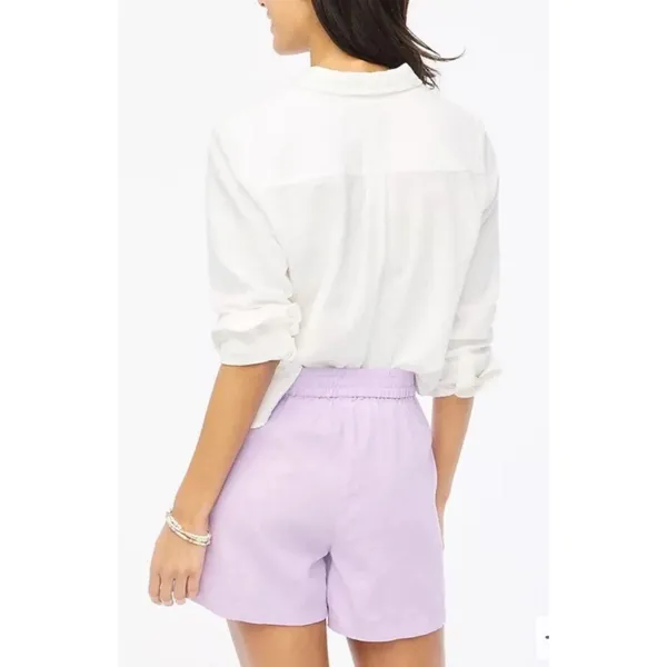 J. Crew Linen Blend Drawstring Shorts in Lavender Pockets Size Large‎ - Image 4